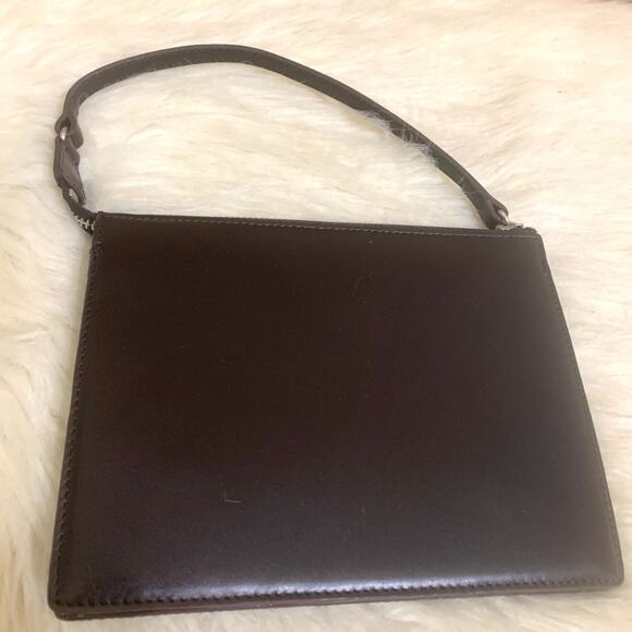 ANN TAYLOR LOFT Black Calf Hair & Brown Leather Demi Bag Clutch Purse - Picture 7 of 15